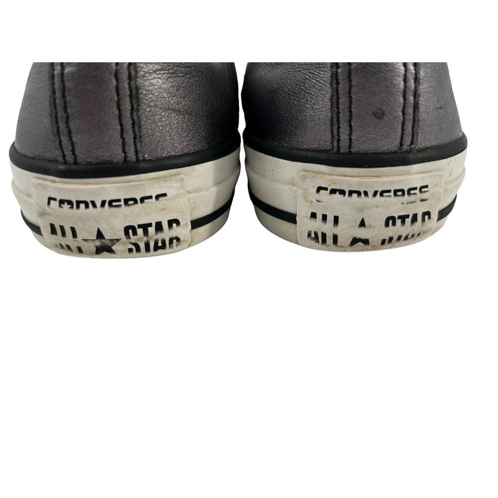 Converse All Star Women Low Top Sneaker Size 6 Gunmetal Gray Metallic Lace Up - Picture 4 of 12